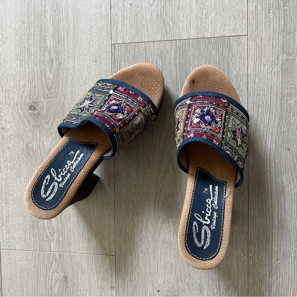 Sbicca Vintage Collection Embellished Wood Block Heels - Picture 6 of 7